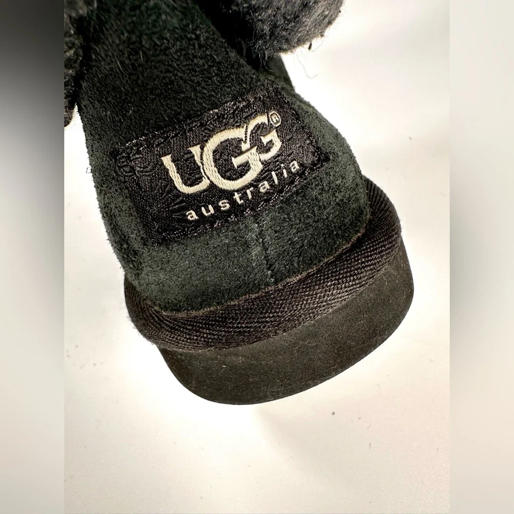 UGG Black Australia Cambridge Suede Boots with Knit Cuffs